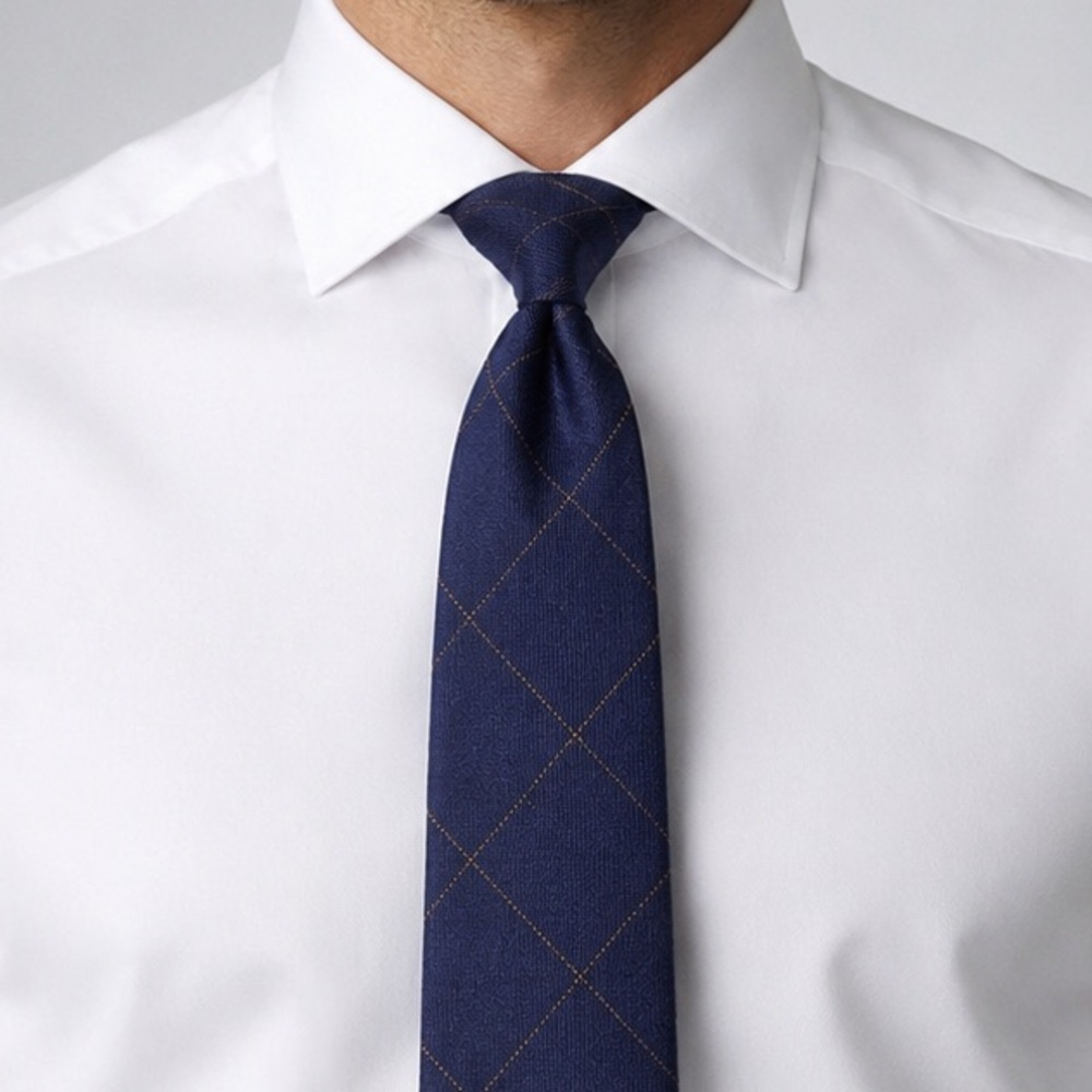 Petronius Navy Field with Gold Windowpane | Made in Italy